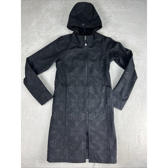Lululemon Jacket Women’s 4 Apres Yoga Hooded in Black Dance In Snow Pattern - Picture 1 of 9